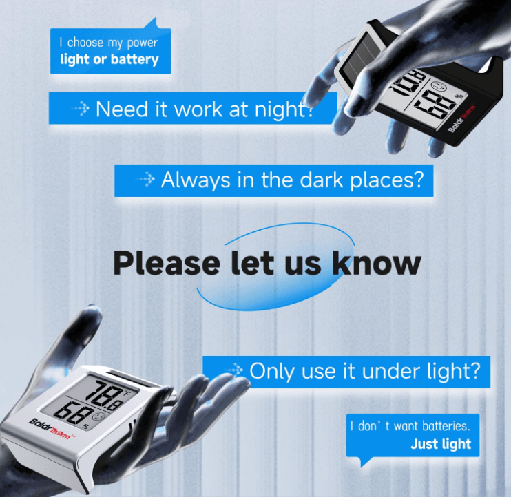 BaldrTherm Hygrometer – Solar-Powered Room Thermometer 2.2"