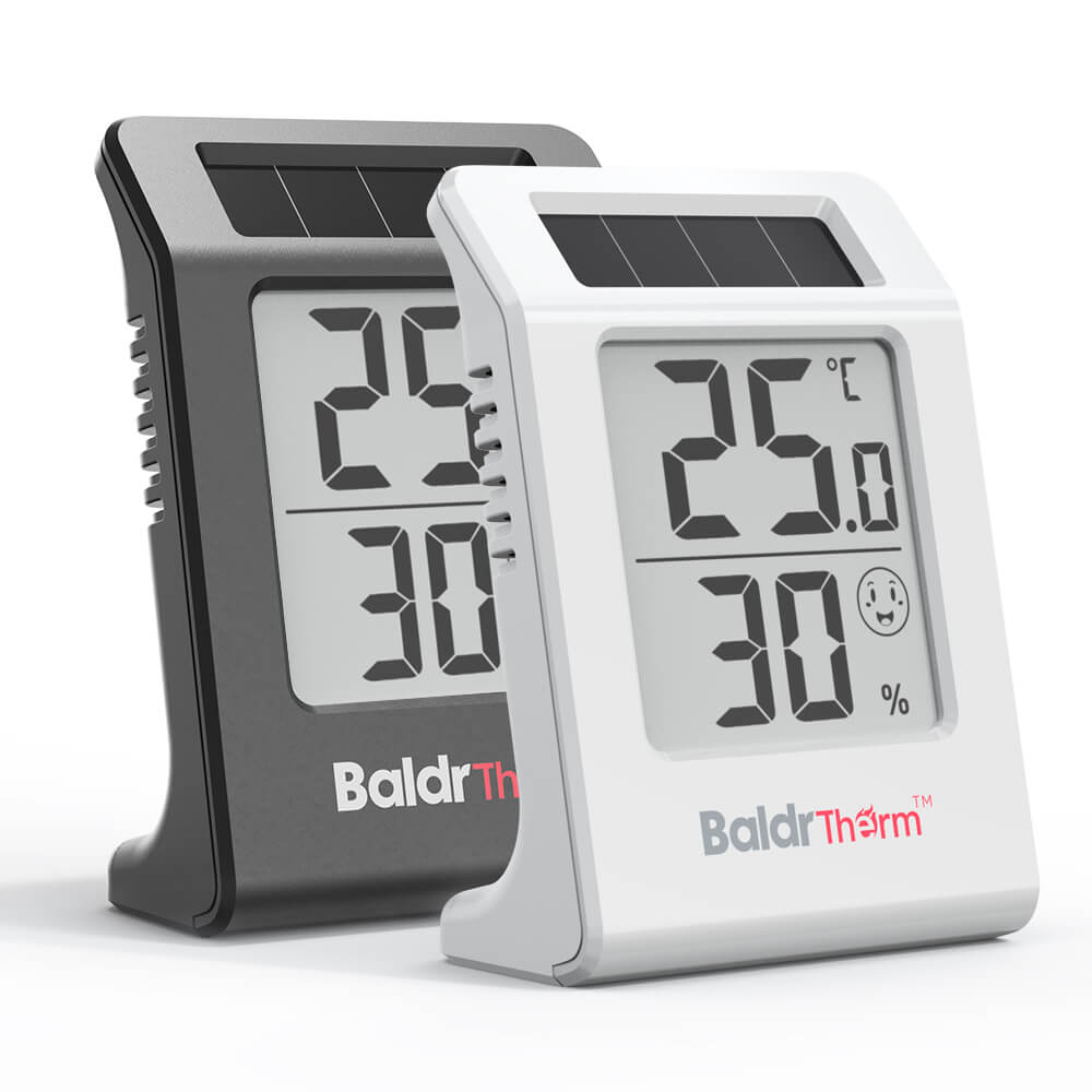 BaldrTherm Hygrometer – Solar-Powered Room Thermometer 2.2"