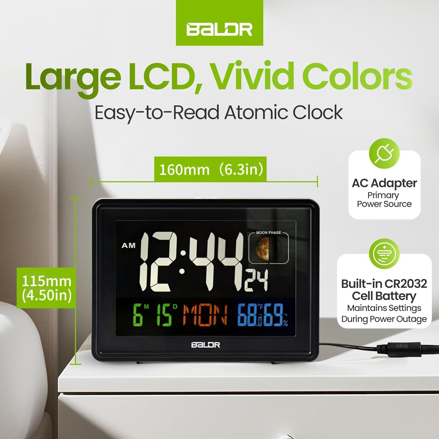 CL3592WH1 Digital Alarm Atomic Clock