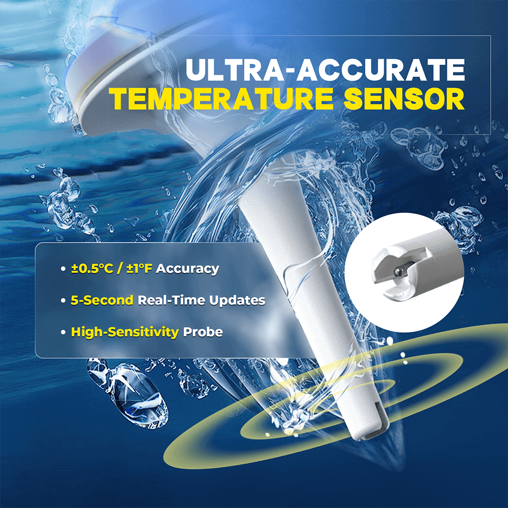BaldrTherm Pool Thermometer Solar Digital Floating(Yellow)