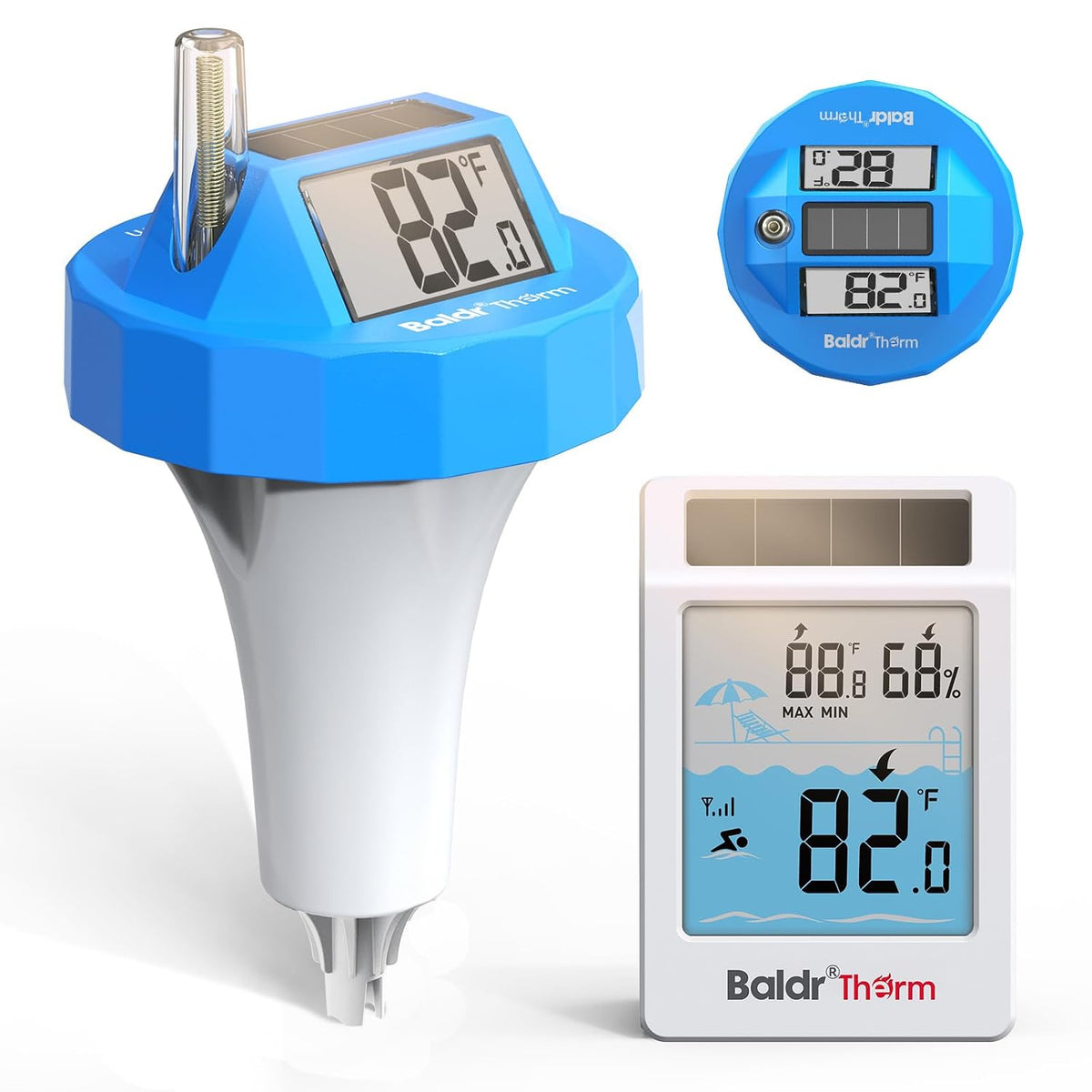 BaldrTherm HCS706ARF+707RF Solar Floating Pool Thermometer