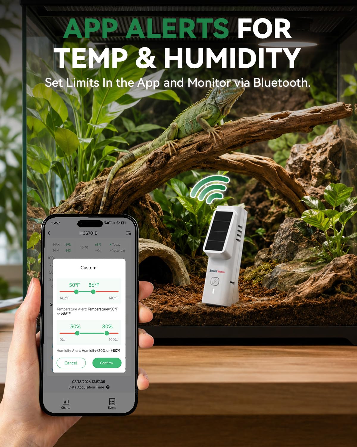 Bluetooth Thermometer Hygrometer, Solar Wireless Monitor Sensor with App