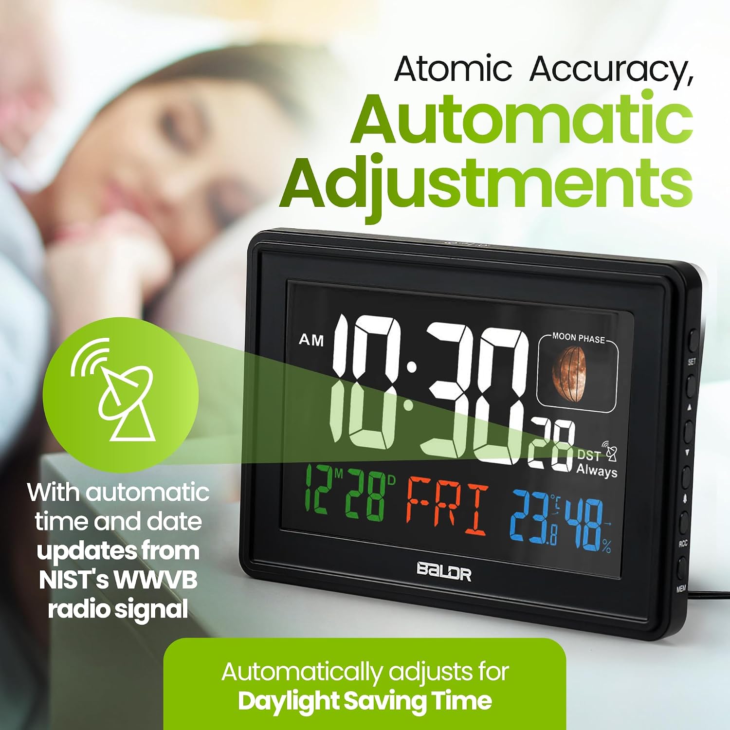 CL3592WH1 Digital Alarm Atomic Clock