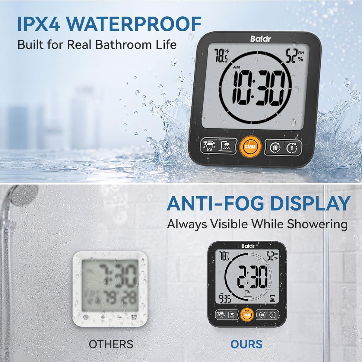 BALDR B0657STH-BL Shower Clock & Timer