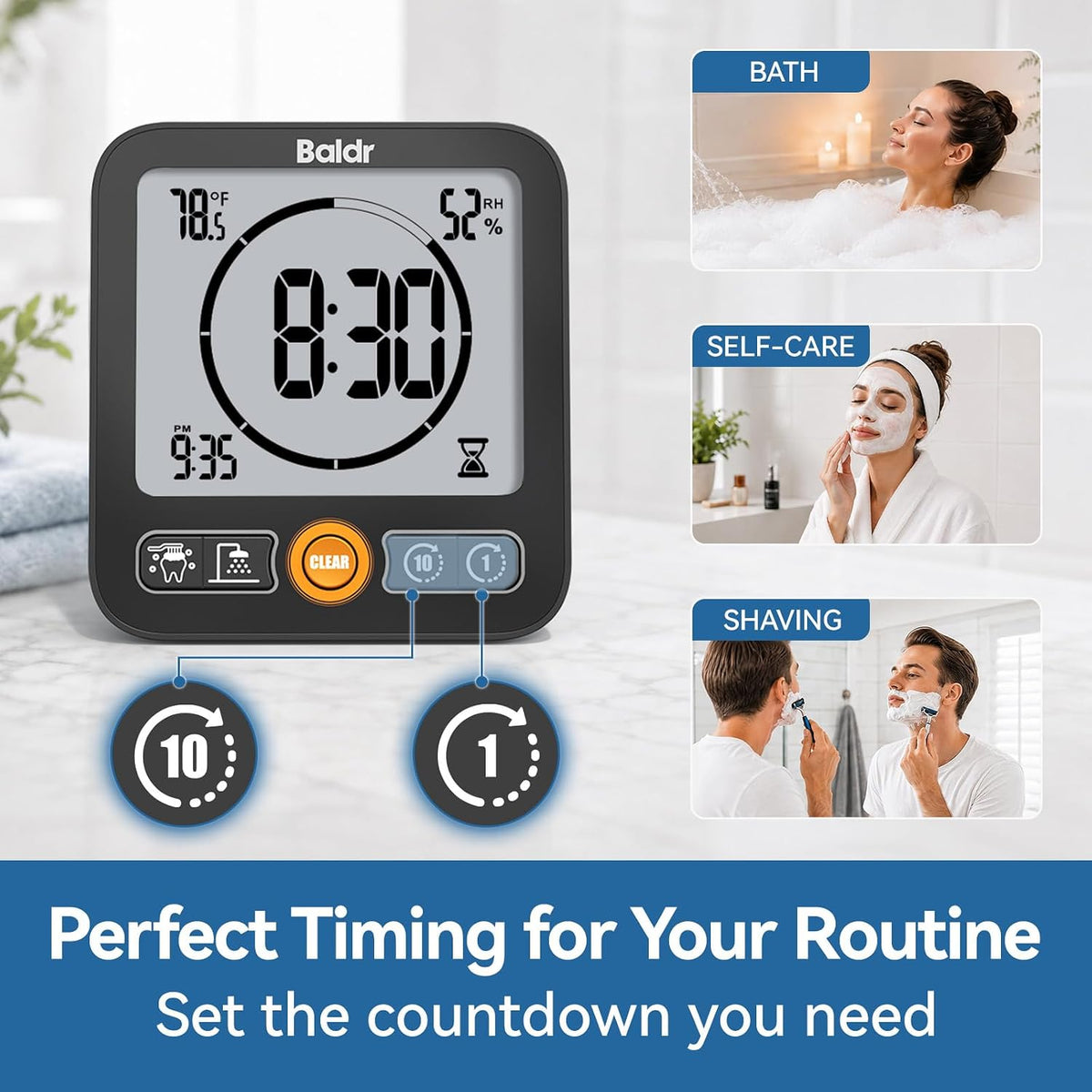 BALDR B0657STH-BL Shower Clock & Timer