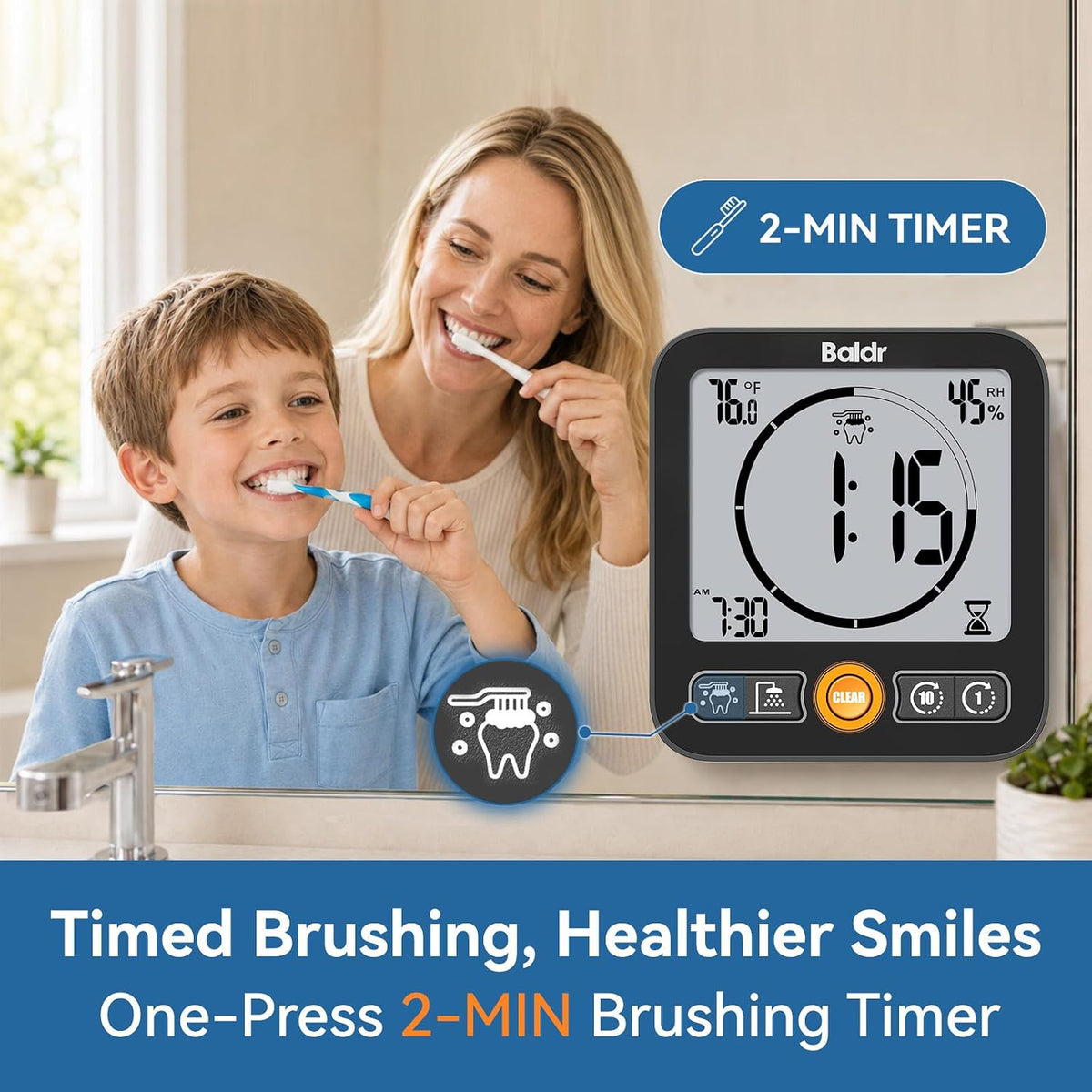 BALDR B0657STH-BL Shower Clock & Timer