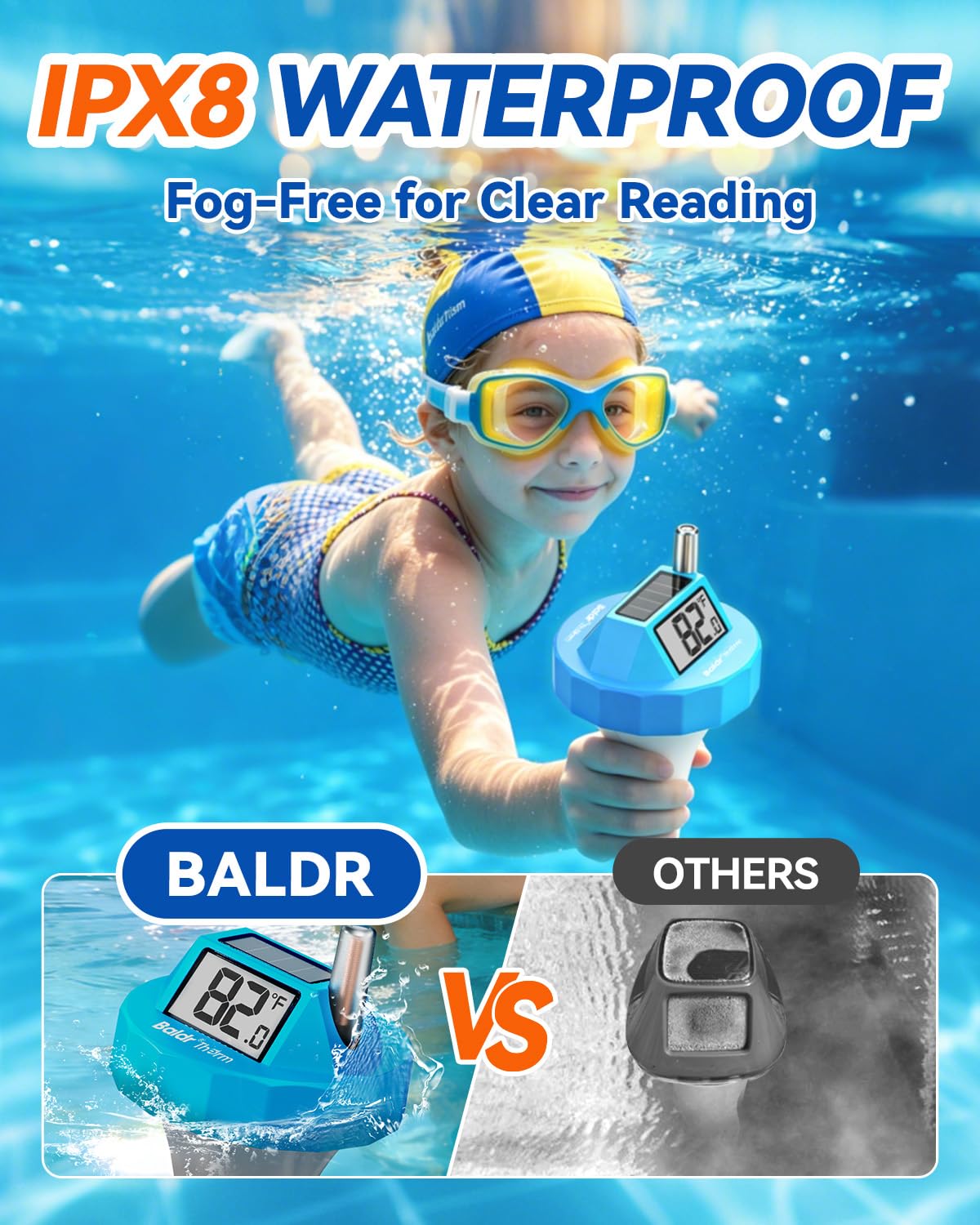 BaldrTherm HCS706ARF+707RF Solar Floating Pool Thermometer