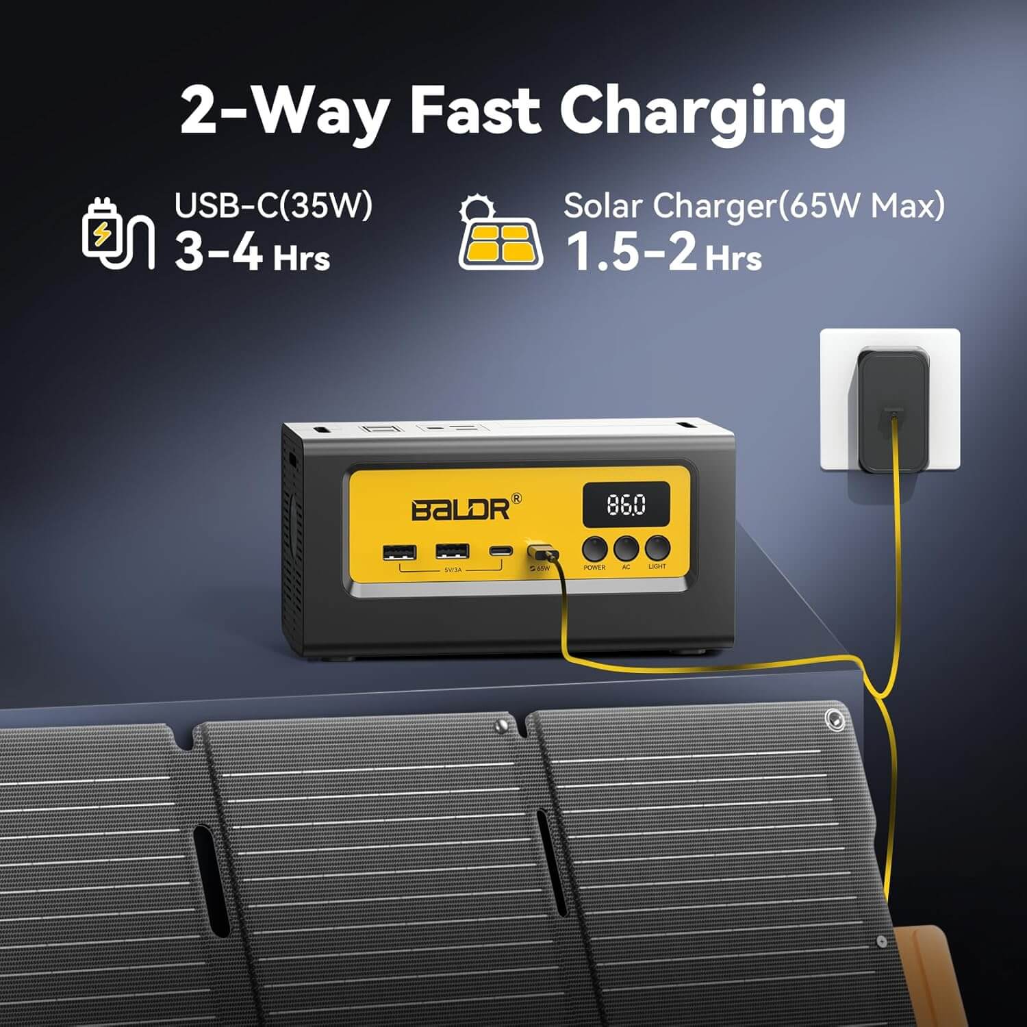 BALDR Portable Power Station 28000mAh, 90Wh LiFePO4 Battery Backup Camping Solar Generator