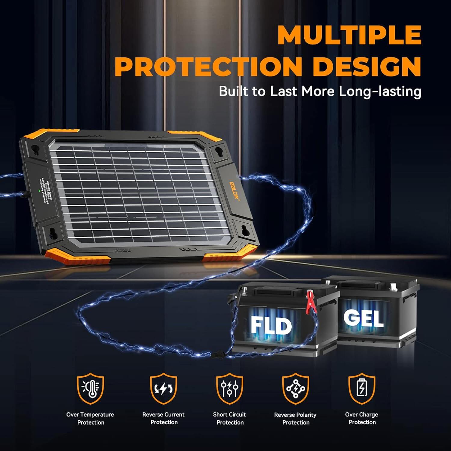 BALDR Upgraded 13W Solar Battery Trickle Charger Maintainer 12V Portable Waterproof Solar Panel Trickle Charging Kit for Car Automotive Boat Marine RV