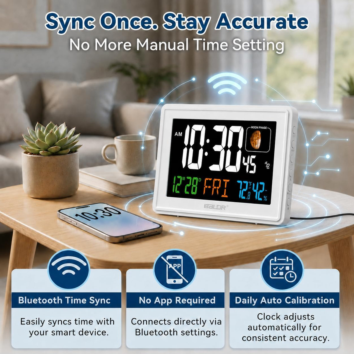 Baldr 359BT-WH Digital Clock with Bluetooth