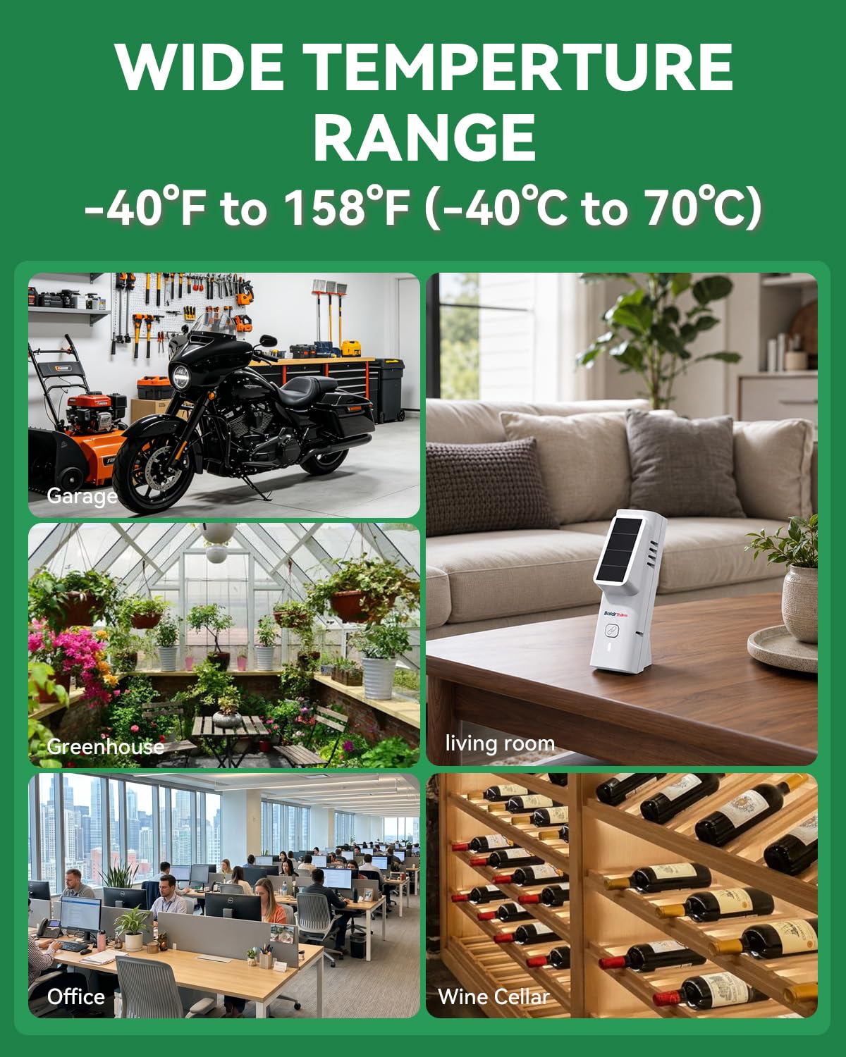 Bluetooth Thermometer Hygrometer, Solar Wireless Monitor Sensor with App