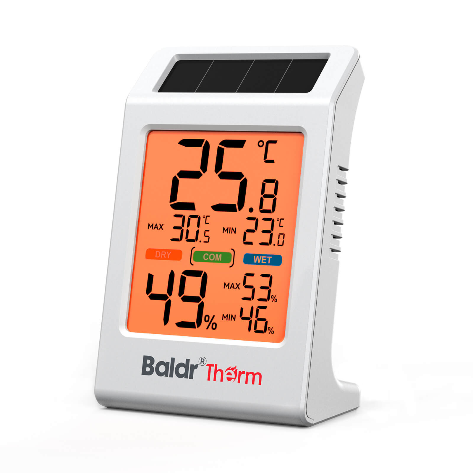 BALDR Solar Indoor Thermometer Humidity Meter No More Battery Changes