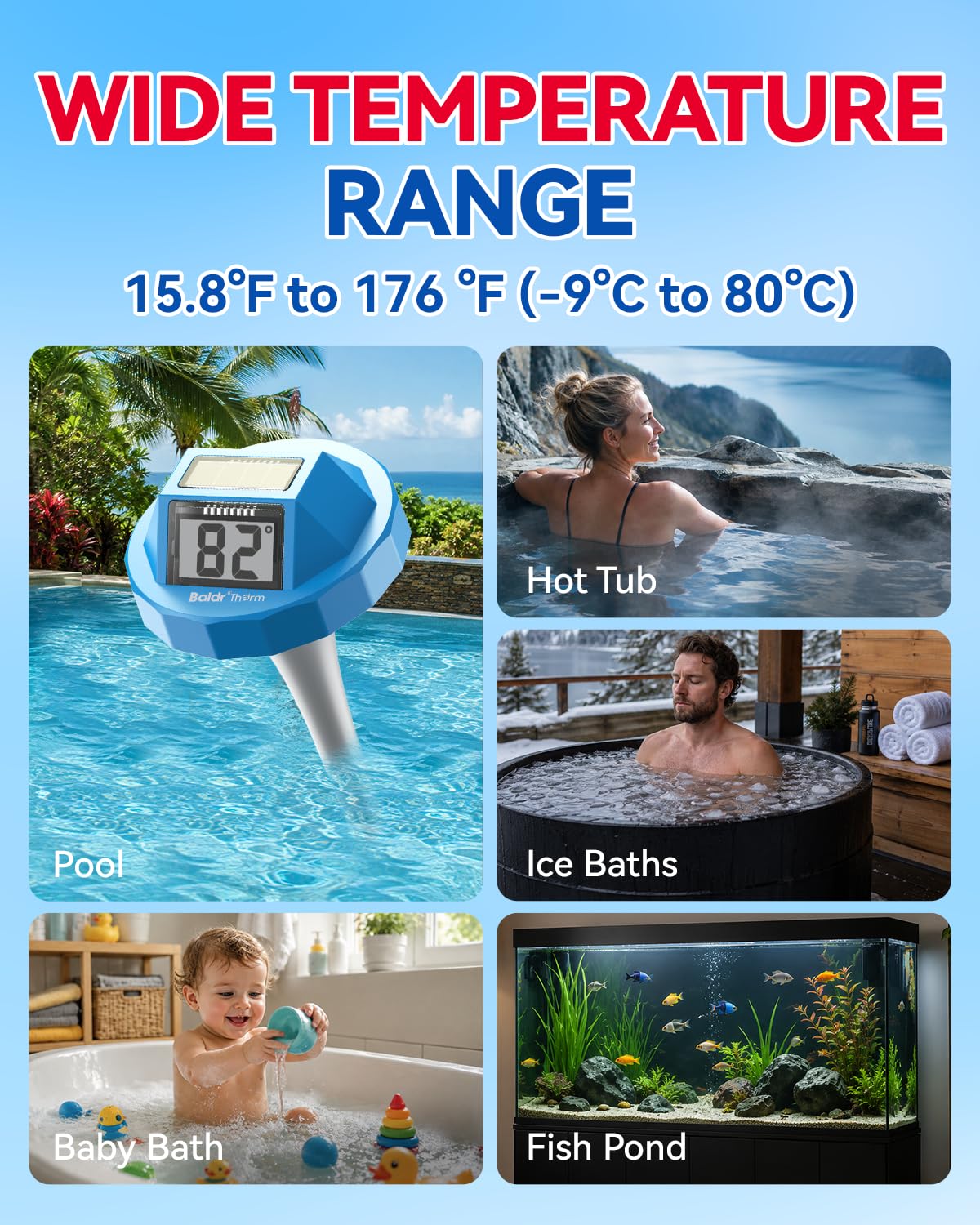 Baldr B0705T Solar Floating Pool Thermometer