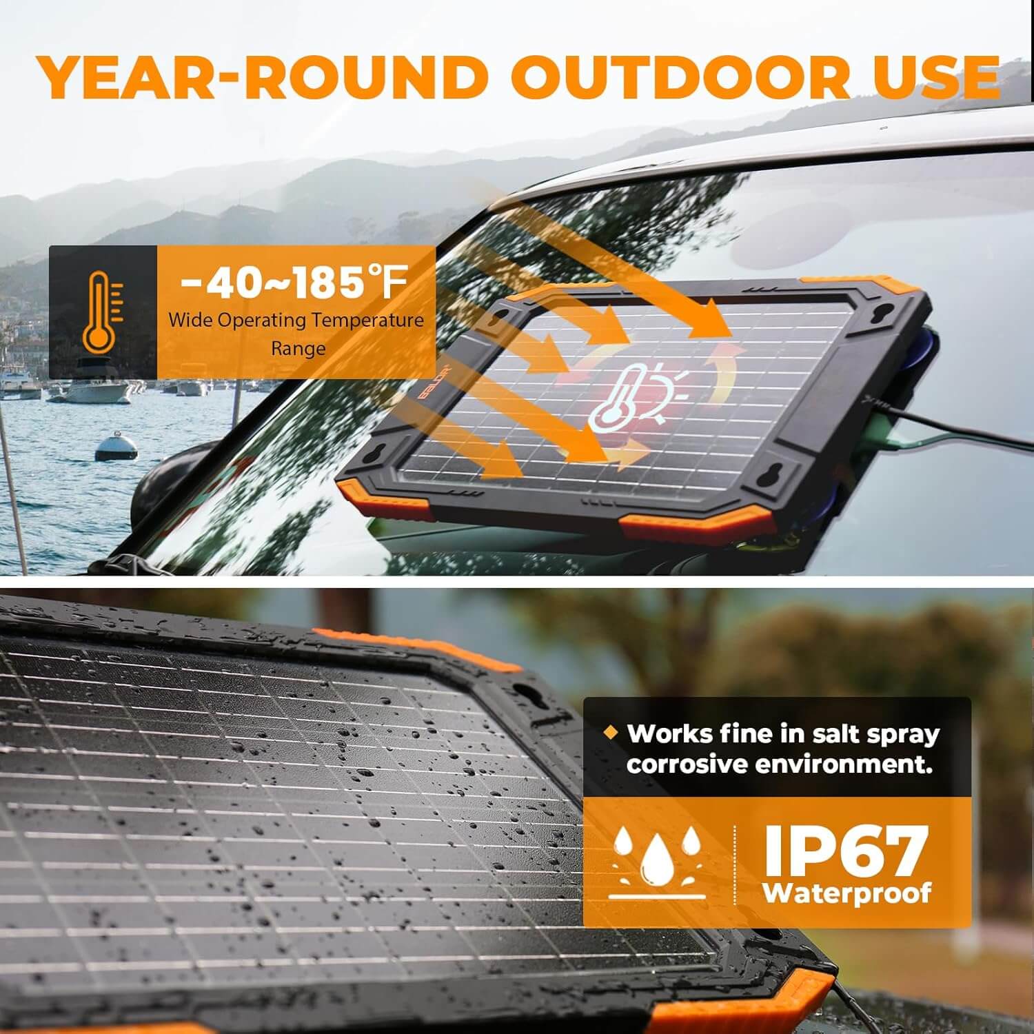 BALDR Upgraded 13W Solar Battery Trickle Charger Maintainer 12V Portable Waterproof Solar Panel Trickle Charging Kit for Car Automotive Boat Marine RV