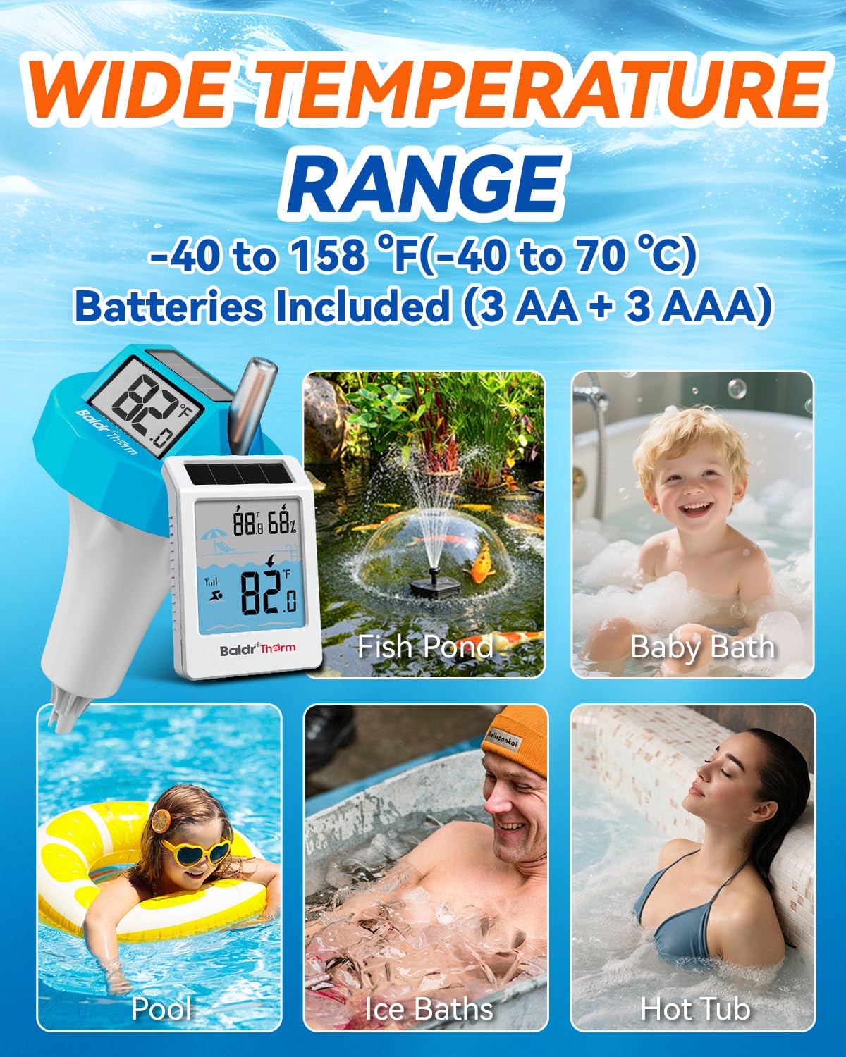 BaldrTherm HCS706ARF+707RF Solar Floating Pool Thermometer