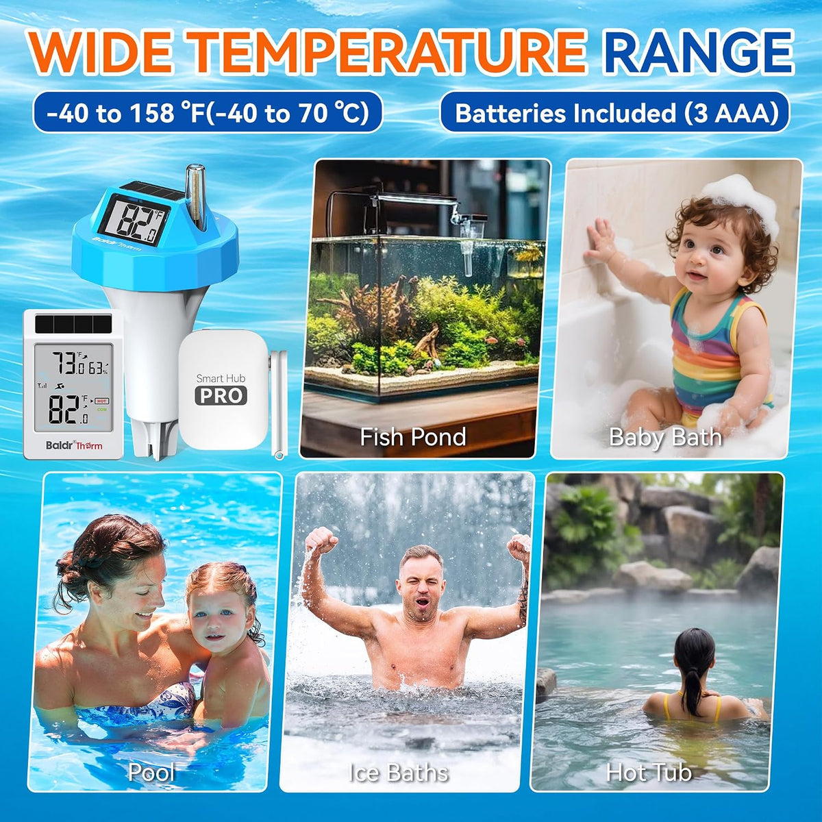 BaldrTherm HCS706ARF+707RF+HWG023 WiFi Pool Thermometer
