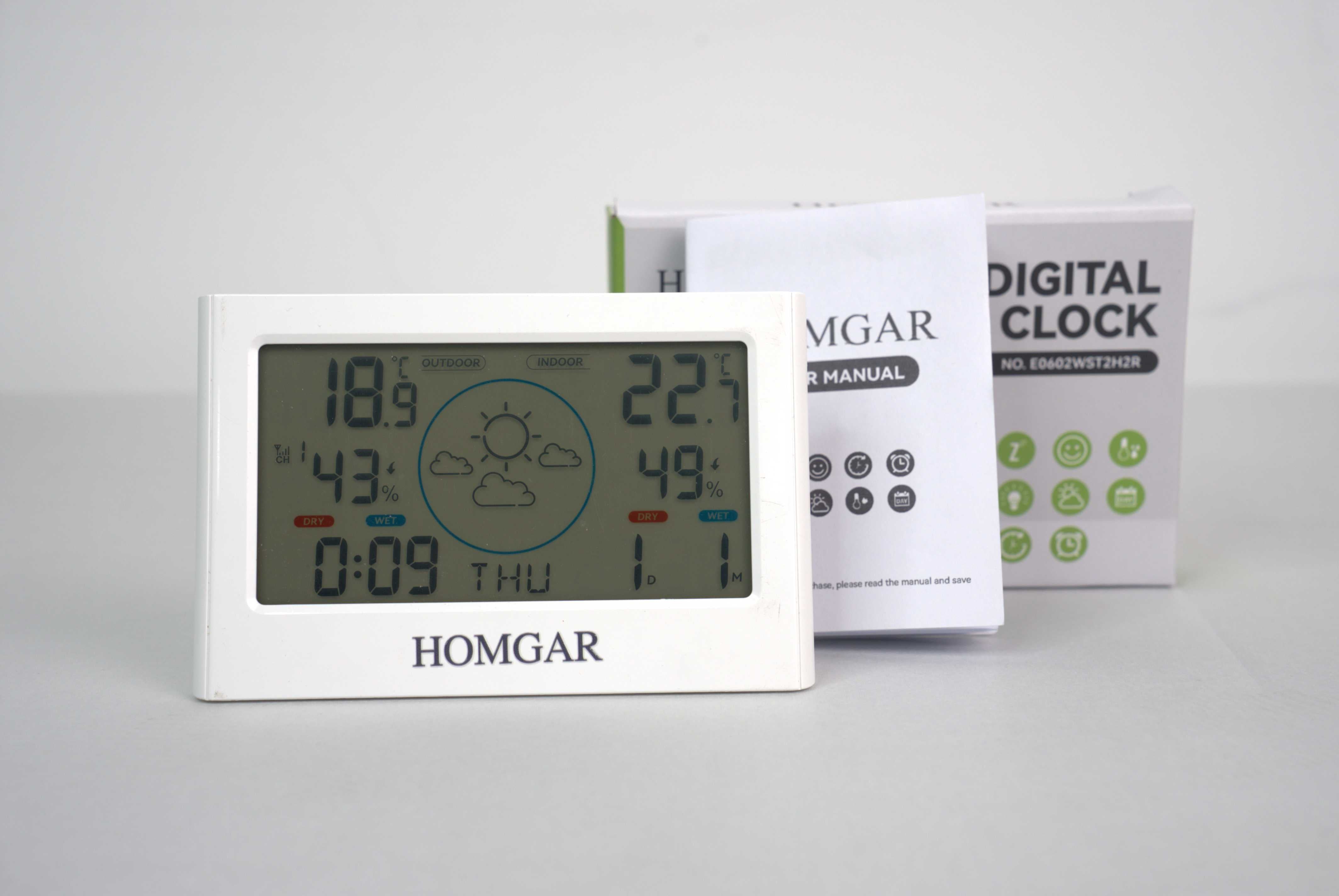Homgar Lifetime Large Digital Clock with Day & Date, Customizable Alarms