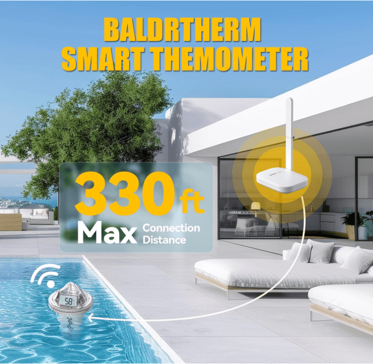 BaldrTherm Wireless Pool Thermometer with 360° LCD & App Control