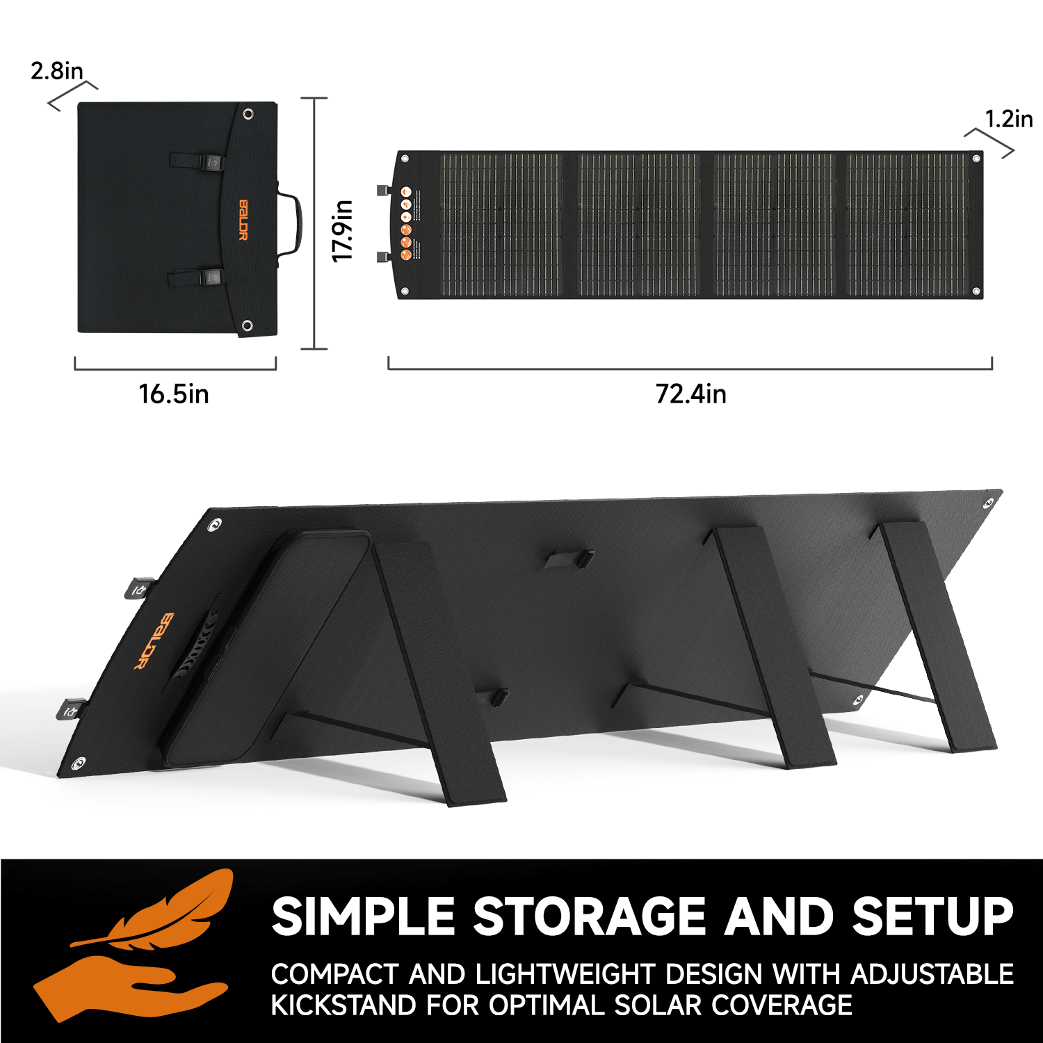 BALDR 120W Solar Panel for Jackery/ECOFLOW – Foldable, USB-C PD, IP65