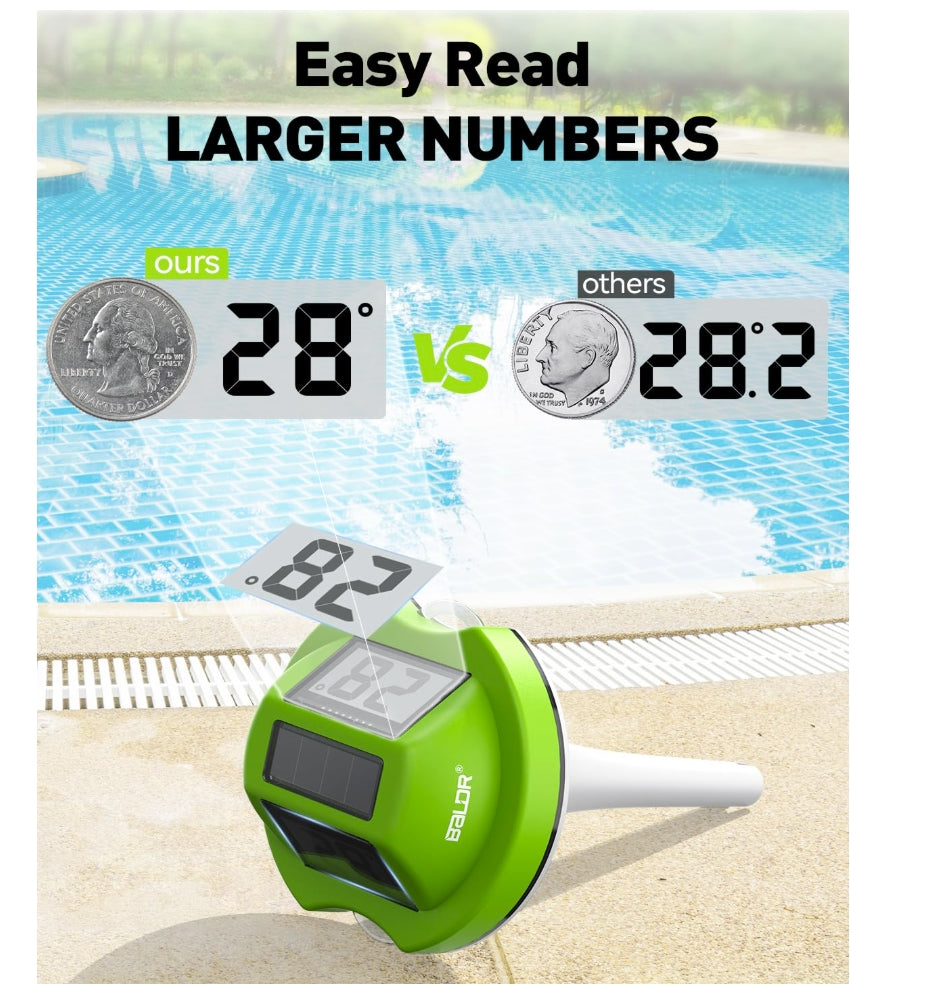 BALDR Floating Pool Thermometer – Easy Read Design (Green)