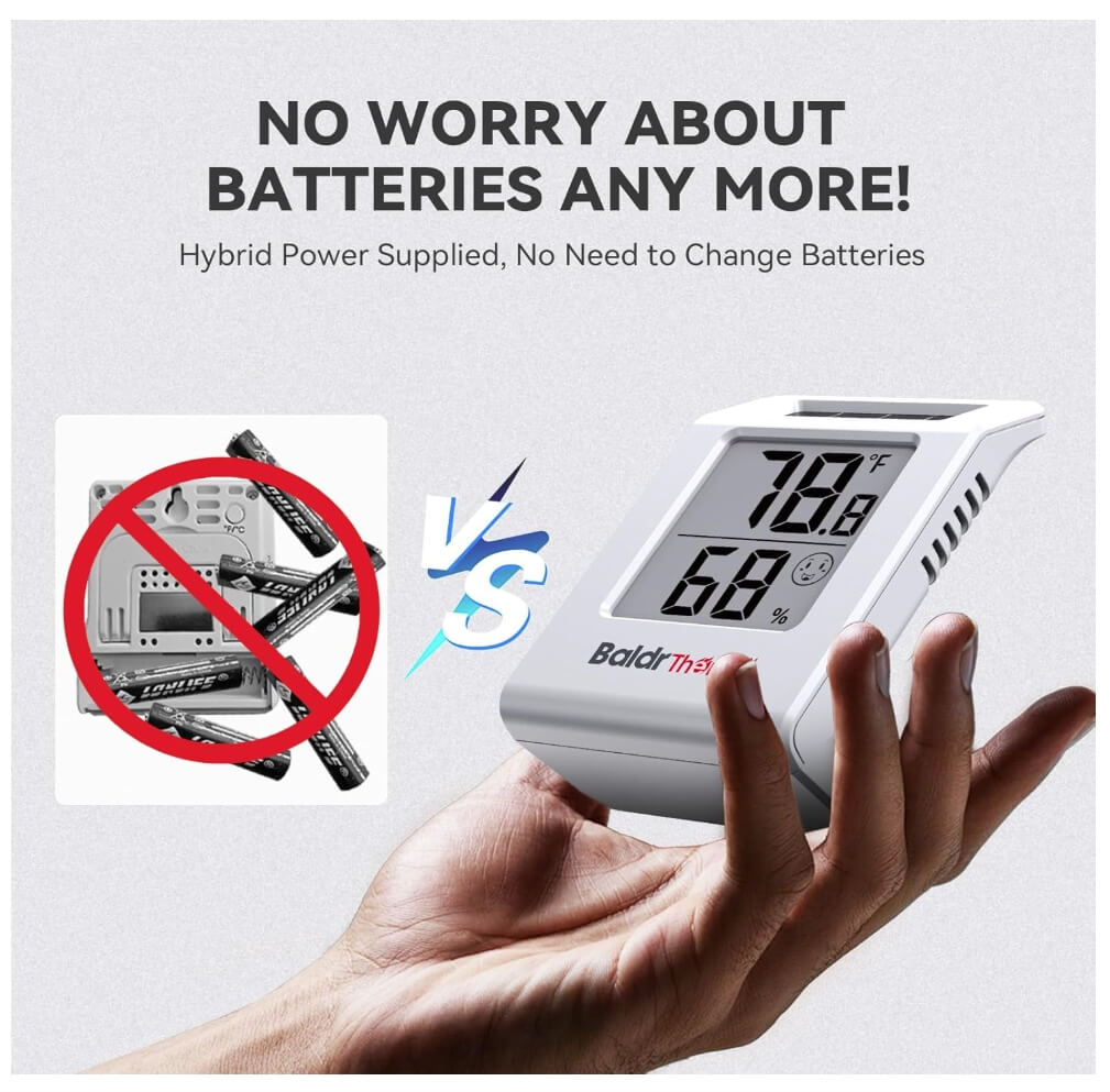 BaldrTherm 2.2'' Solar Thermometer & Hygrometer Meter 