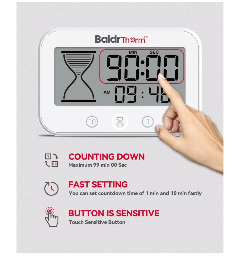 BaldrTherm Shower Clock – Waterproof Timer, Hygrometer & Thermometer
