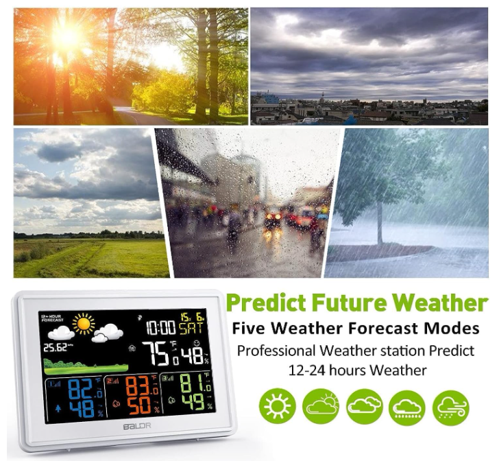 BaldrTherm White Weather Station with 3 Sensors & Color Display
