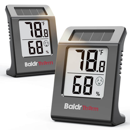 BALDR Digital Hygrometer Thermometer, Solar Humidity Monitor(Black)