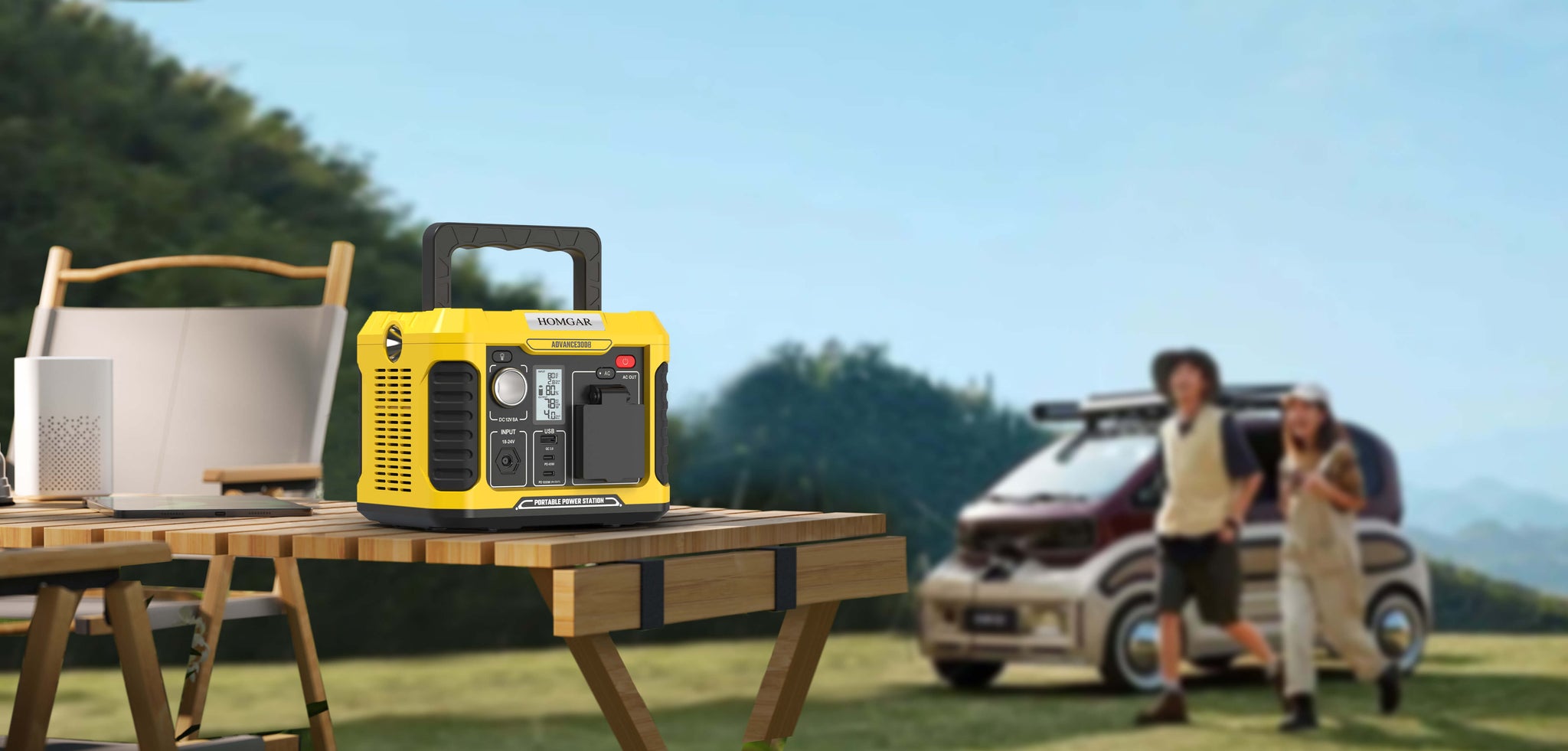 HOMGAR 300W Portable power station, battery charger for phones, electric devices