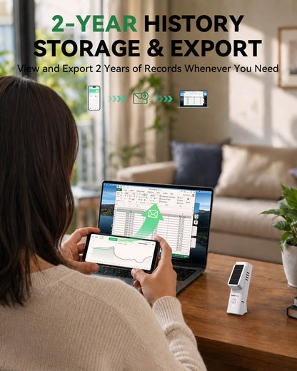Bluetooth Thermometer Hygrometer with Hub, Solar Wireless Monitor Sensor with App