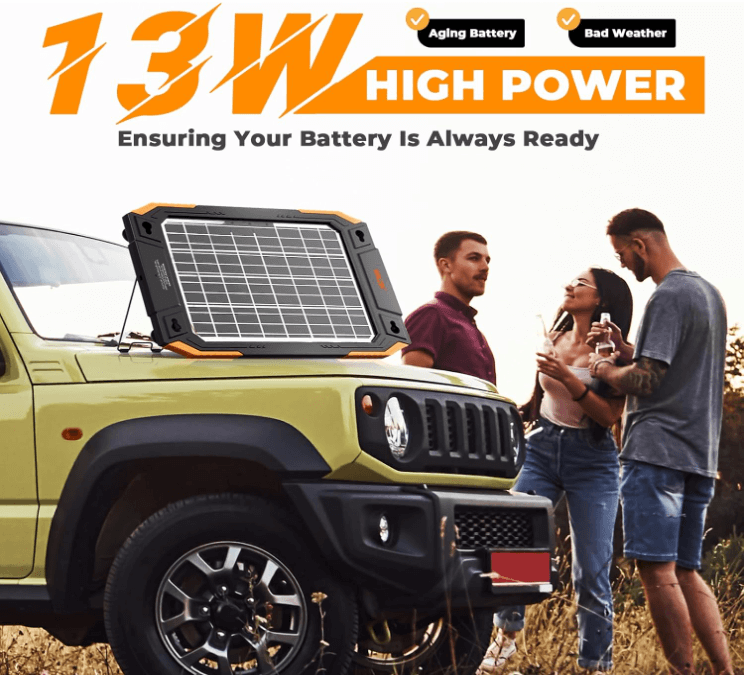 BaldrTherm Solar Car Battery Charger for 12V Vehicles