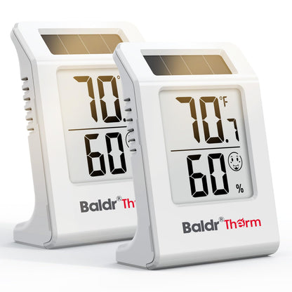 BALDR Digital Hygrometer Thermometer, Solar Humidity Monitor (White)