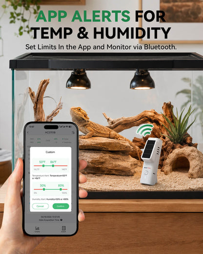 Bluetooth Thermometer Hygrometer with Hub, Solar Wireless Monitor Sensor with App