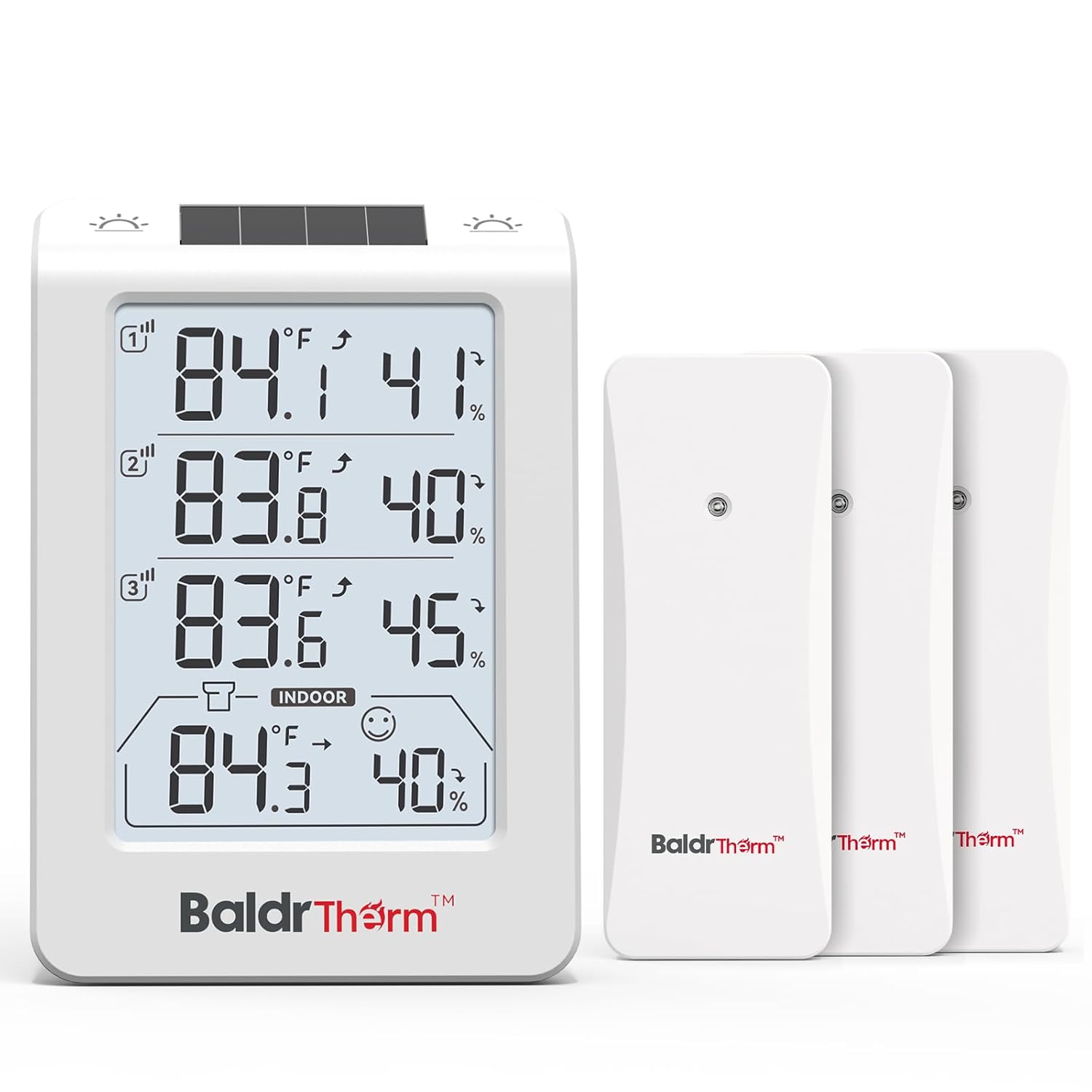 BaldrTherm Solar Outdoor Thermometer, Wireless Temperature & Humidity Monitor with 330ft Range