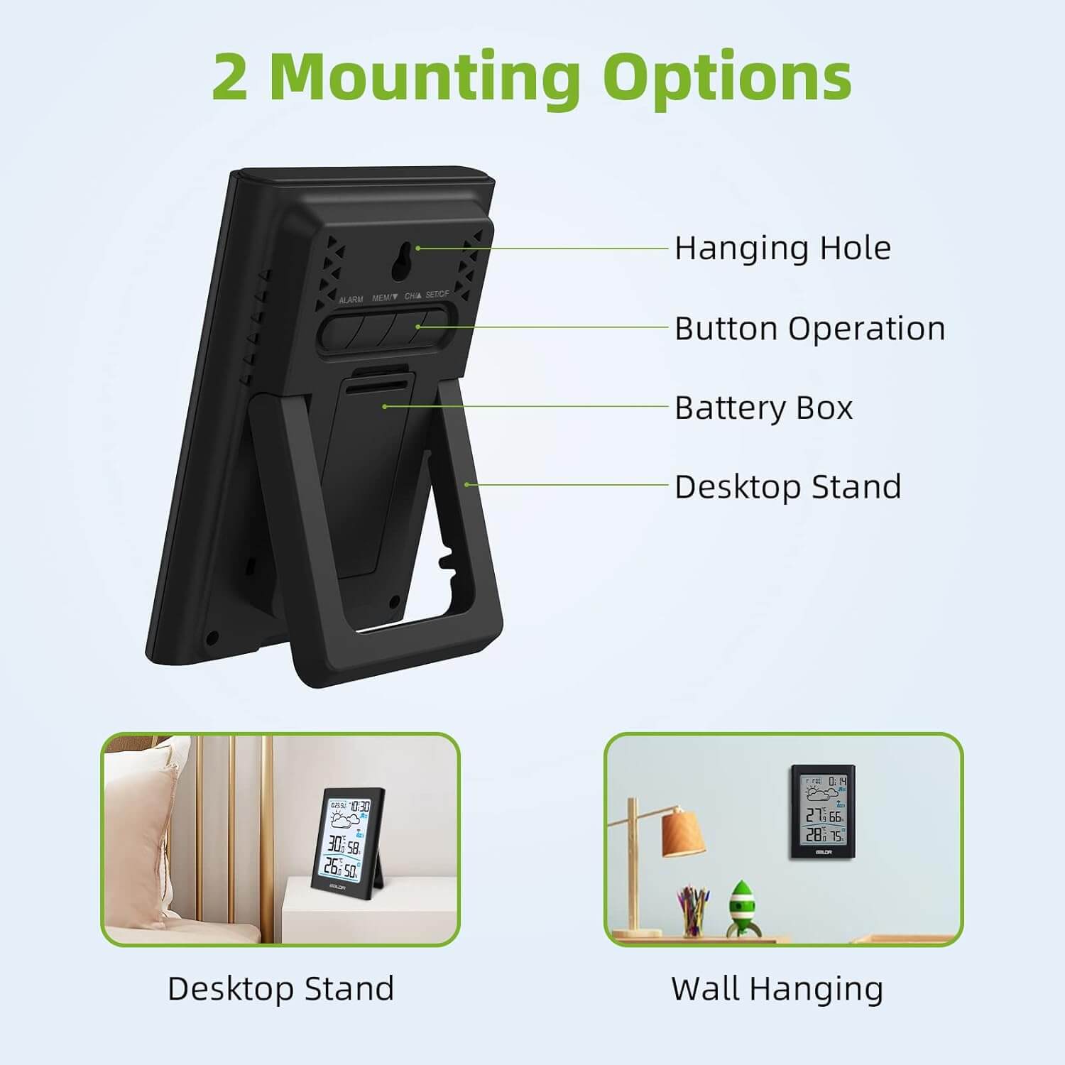 BaldrTherm Wireless Indoor & Outdoor Thermometer – Black