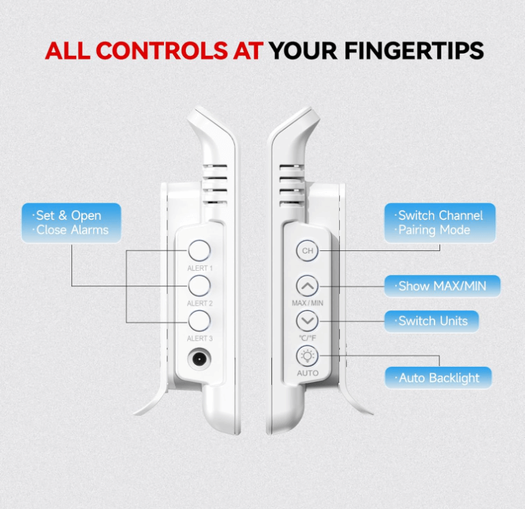BaldrTherm Solar Outdoor Thermometer, Wireless Temperature & Humidity Monitor
