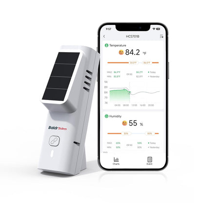 Bluetooth Thermometer Hygrometer, Solar Wireless Monitor Sensor with App