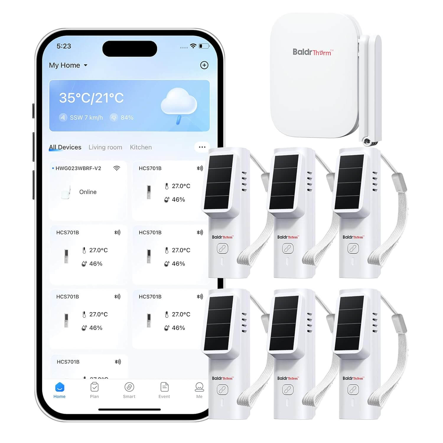 BaldrTherm Solar WiFi Hygrometer – Smart Temp & Humidity Sensor 6-Pack ...