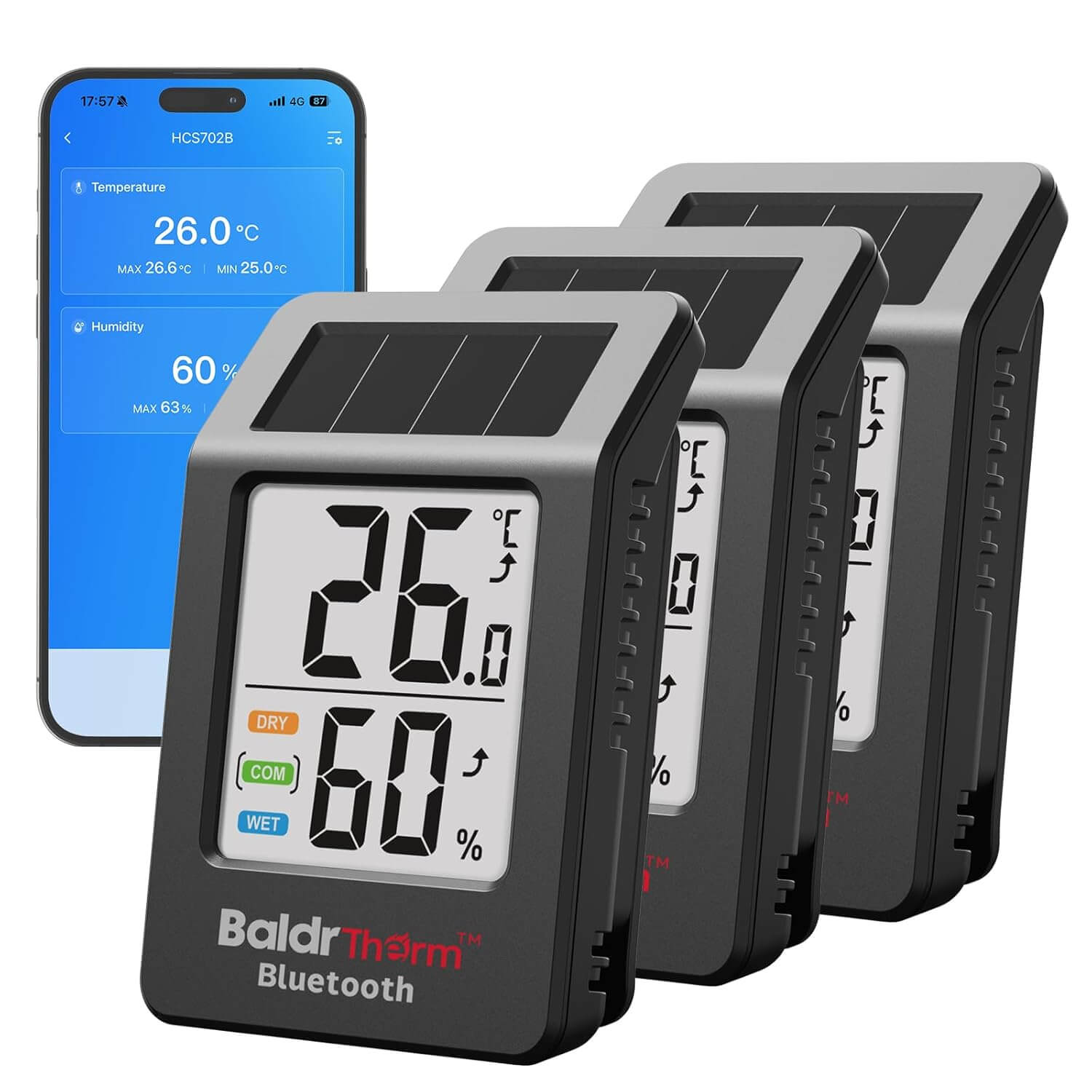 BaldrTherm Solar Bluetooth Temperature Humidity Monitor 