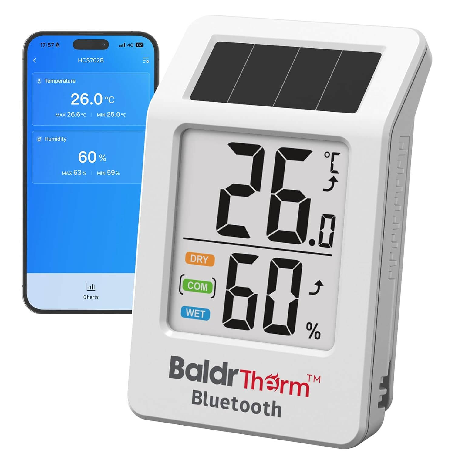 BaldrTherm Solar Bluetooth Temperature Humidity Monitor