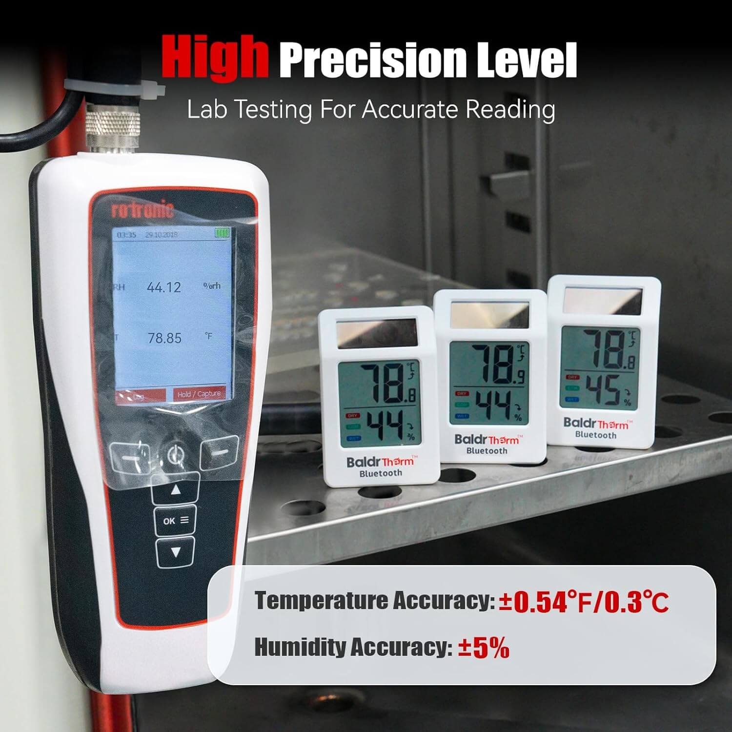 BaldrTherm Solar Bluetooth Temperature Humidity Monitor with Remote App Control