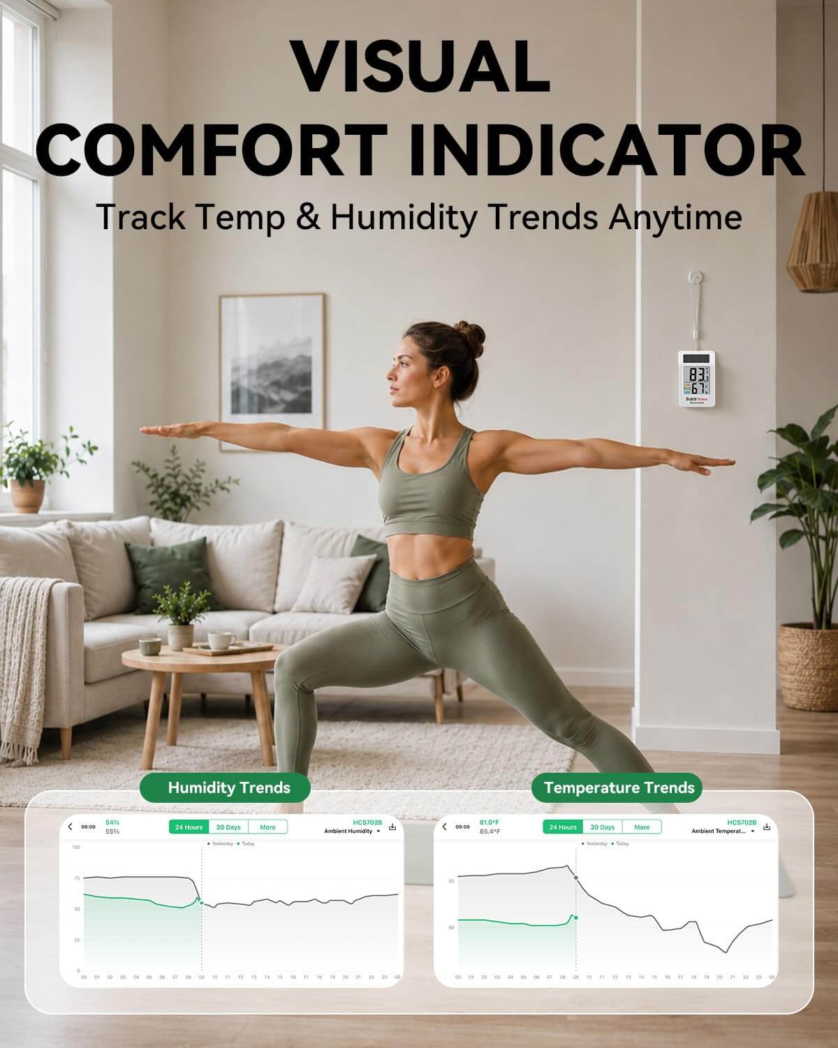 Bluetooth Thermometer Hygrometer, Temperature and Humidity Monitor