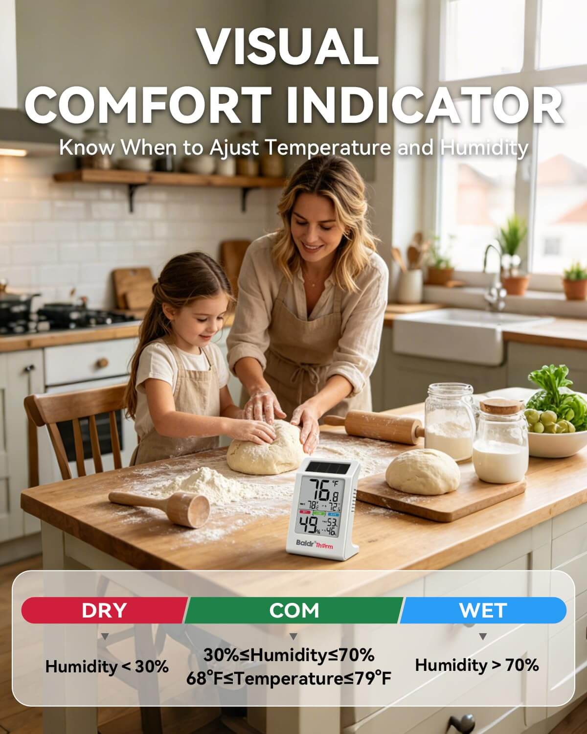 BALDR Solar Indoor Thermometer Humidity Meter No More Battery Changes