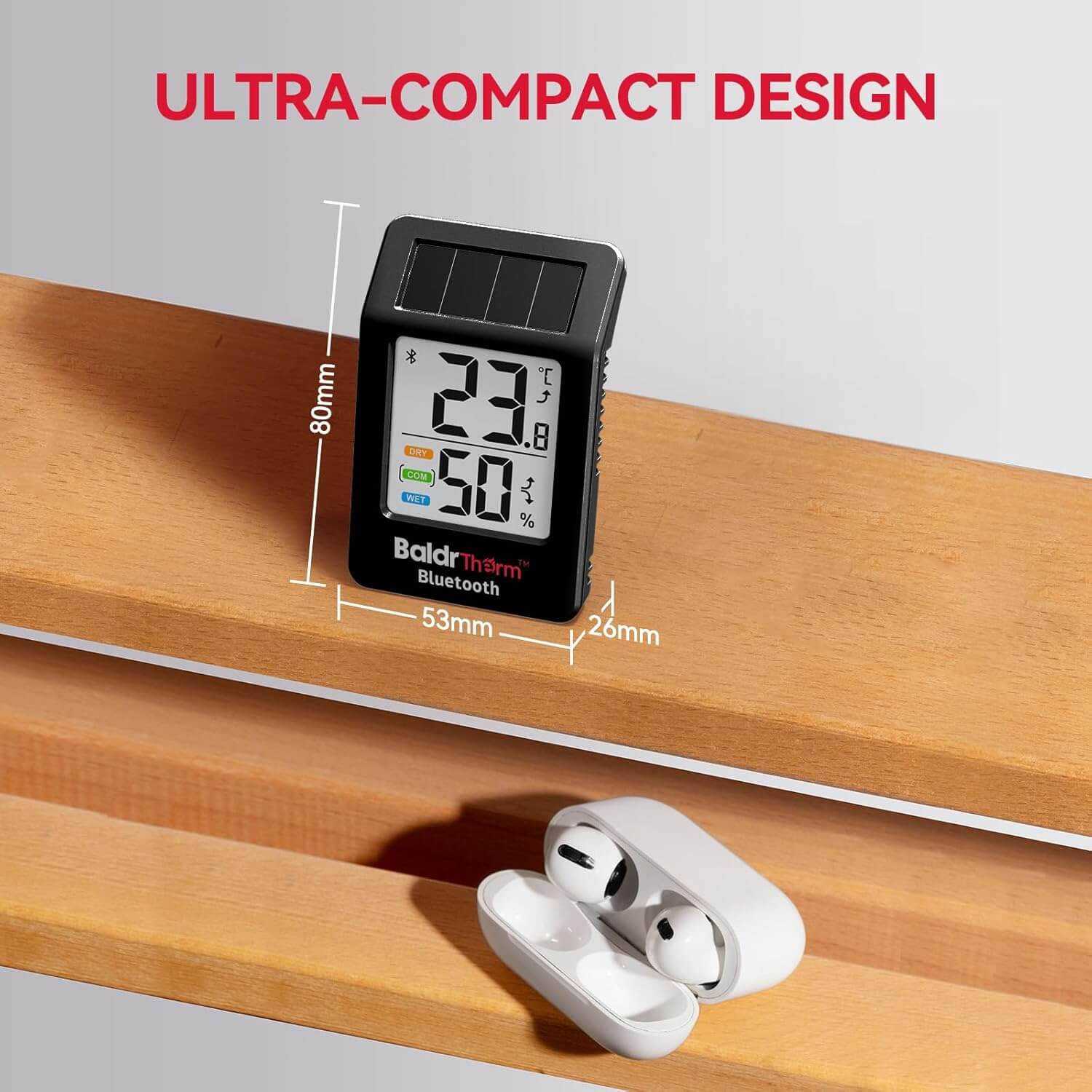 BaldrTherm Solar Bluetooth Temperature Humidity Monitor 