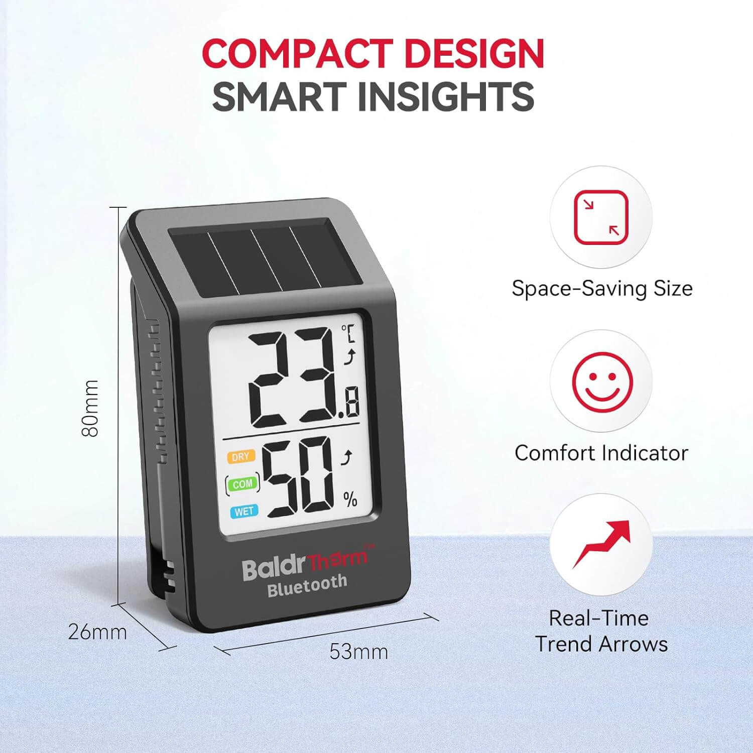 BaldrTherm Solar Bluetooth Temperature Humidity Monitor 