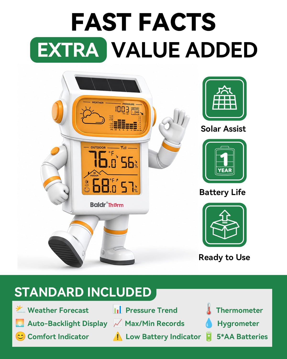 Baldr B0596WT2H2P-V1 Solar Wireless Weather Station