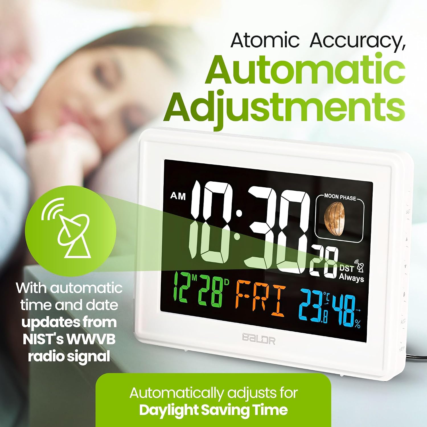 CL3592WH1 Digital Alarm Atomic Clock