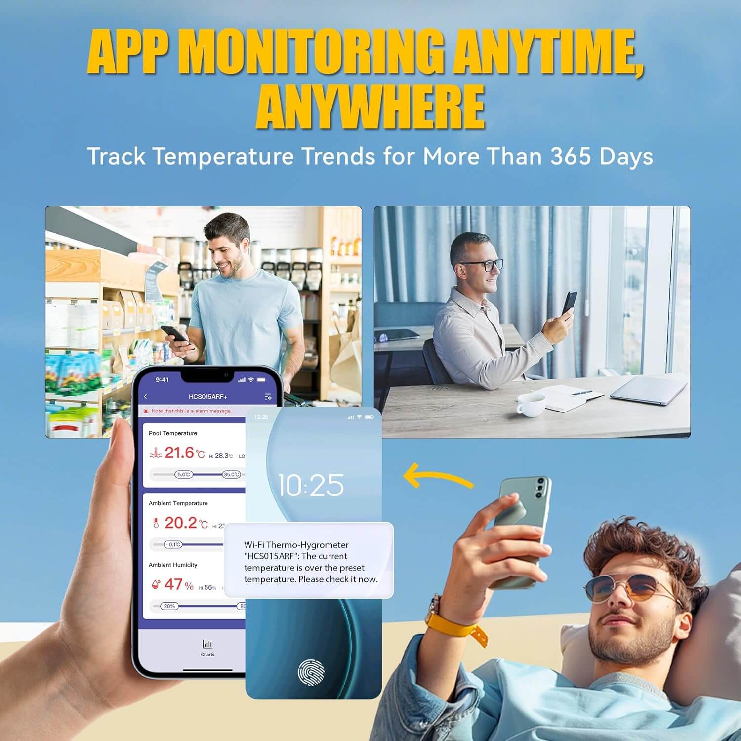 BaldrTherm 2-Pack Wireless Pool Thermometers with App Monitoring