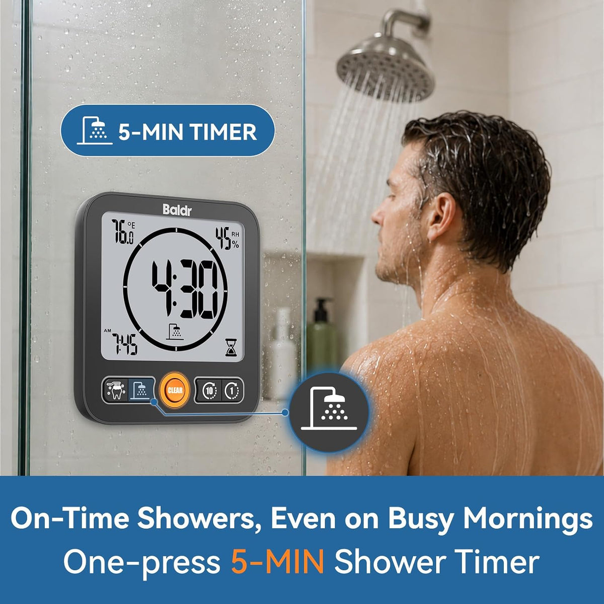 BALDR B0657STH-BL Shower Clock & Timer