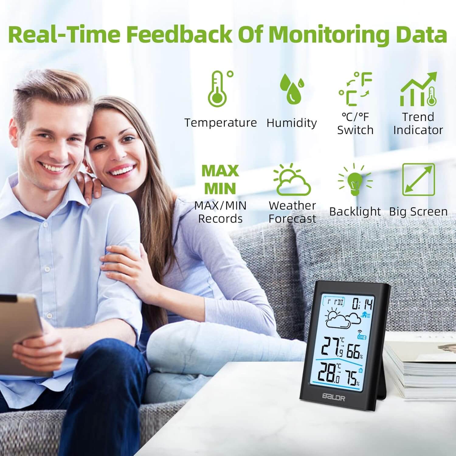 BaldrTherm Wireless Indoor & Outdoor Thermometer – Black